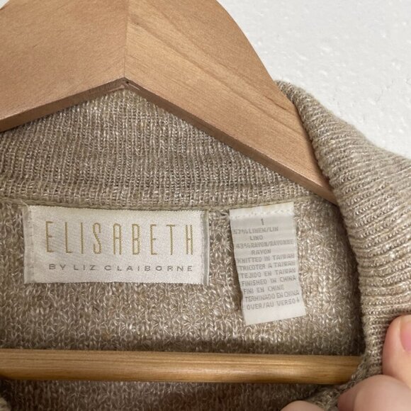 Elisabeth Vintage Linen Blend Button Down Knit Collar Blouse Size: 1X - Picture 11 of 14